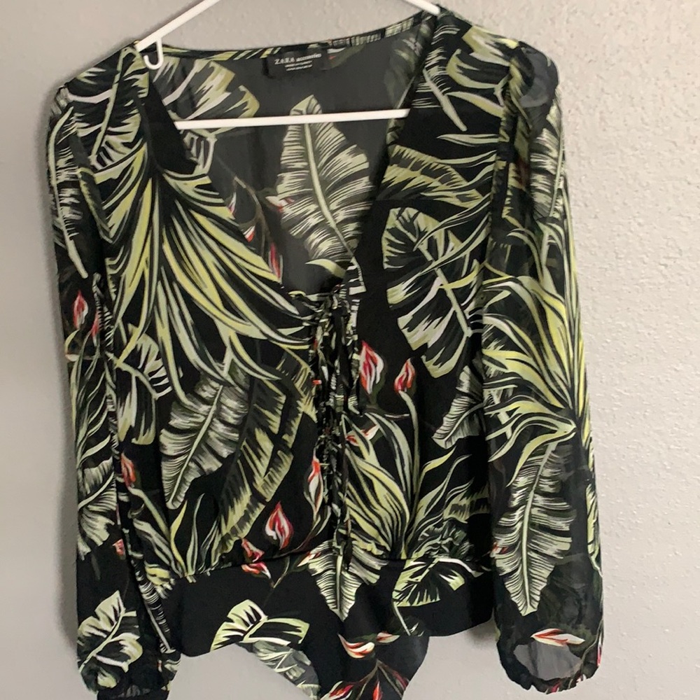 Zara Tropical palm leaf bodysuit